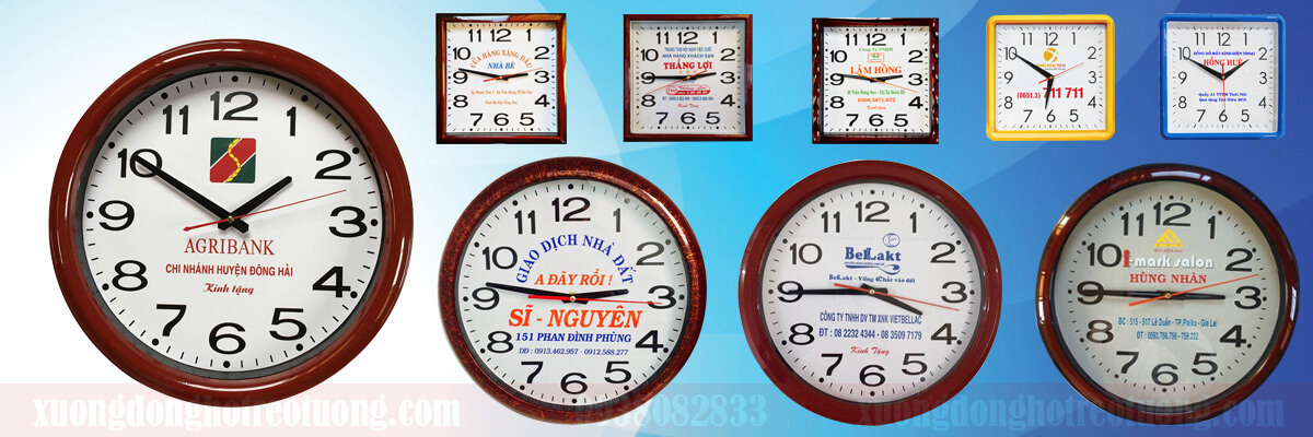 Thiết kế mẫu đồng hồ in logo quảng cáo thương hiệu công ty
